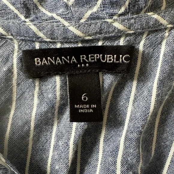 Banana Republic Blue and White Striped Knee-Length Dress Size 6 - Picture 7 of 8